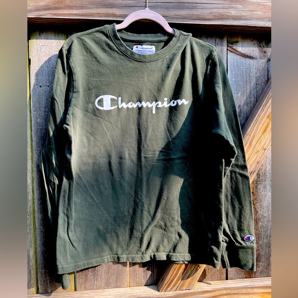 Mens Champion Army Green Sweatshirt size Small